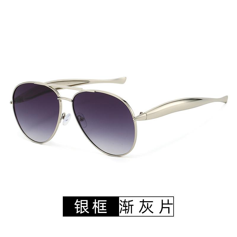 New Women's Trendy Large Frame Pilot Sunglasses Men's Retro Fashion Metal Glasses UV Protection Shades UV400 Eyewear