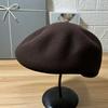 Premium pure wool beret children autumn and winter big head circumference showing face small painter hat warm bud hat tide