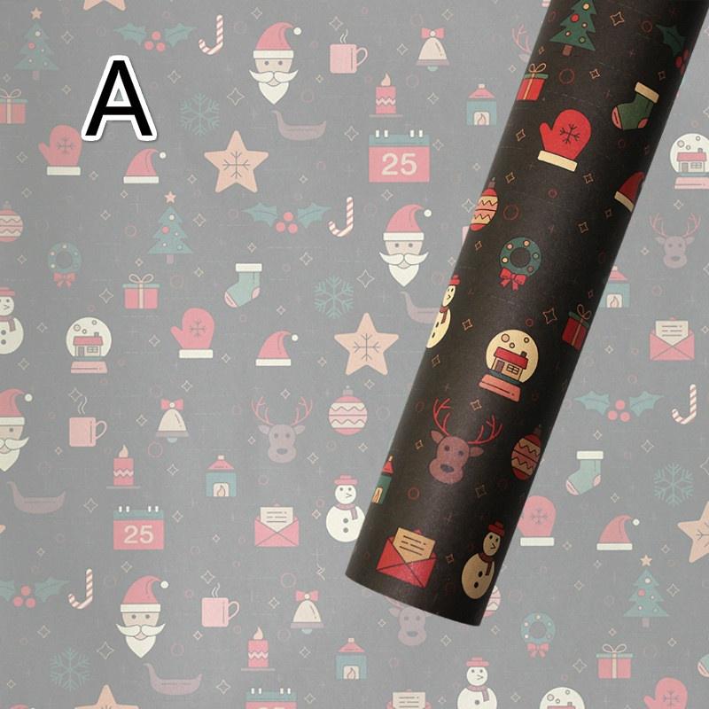 73*51cm New Christmas Gift Wrapping Paper European Style Retro Kraft Gift Paper Snowflake Christmas Tree