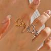Stainless Steel 2 Colours Love Heart Hollow Ring For Women Casual Wedding Engagement Rings Zircon Gift