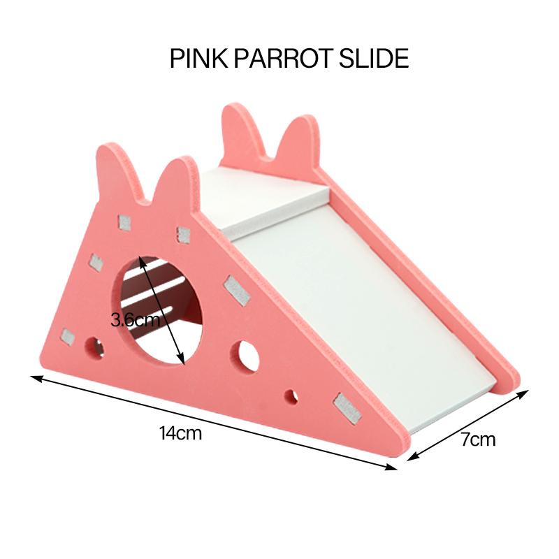 

Bird Slide Toy Hamster Hideout House Parrot Cage Accessories Guinea Pig Wooden Cave Slide with Stairs Toy Small Pet Supplies розовый