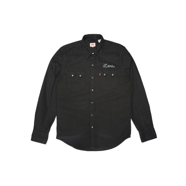 Levis Solid Color Denim Cotton Long Sleeve Shirt Men Shirts Black 65819-0090
