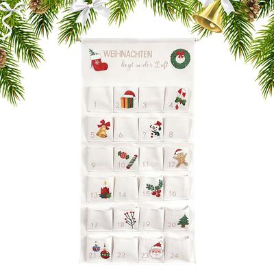 Christmas Countdown Calendar With Pockets Reusable Holiday Home Wall Decoration 24 Days Countdown Calendar Storage Bag For