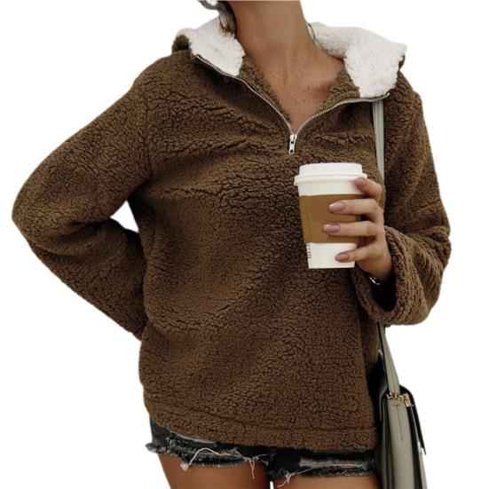 Manica lunga con cappuccio in peluche pullover felpa con cappuccio con  cerniera collo soffice felpa capispalla acquista in modo economico —  spedizione gratuita, recensioni reali con foto — Joom