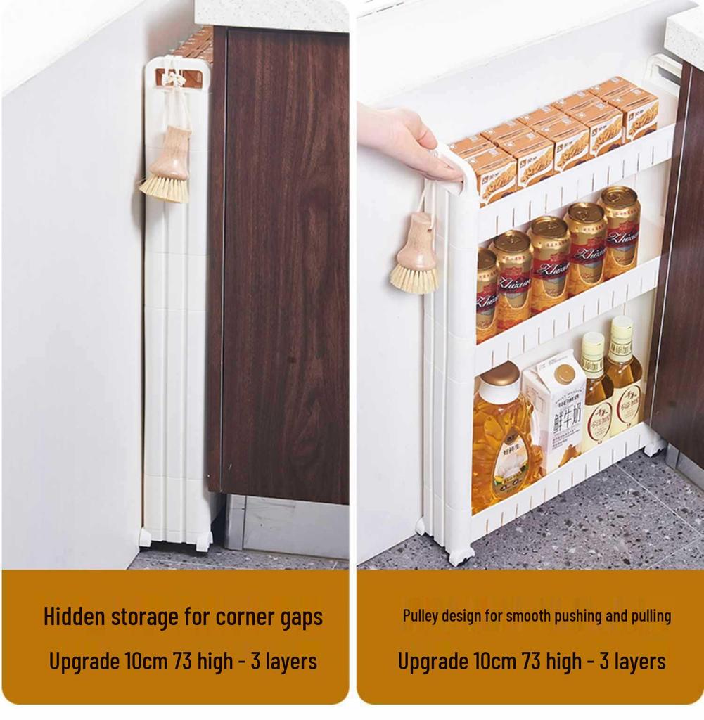 Ultra-Slim Gap Storage Rack for Kitchen, Bathroom, Fridge, Wall Corner, Bedside, and Living Room.