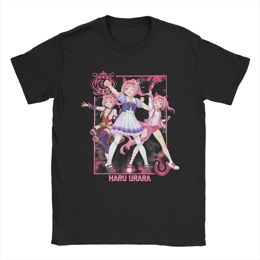 Rice Shower Uma Musume Anime T Shirts Men's Cotton Leisure T-Shirt Crew Neck Tee Short Sleeves Plus Size Loose Comfortable soft