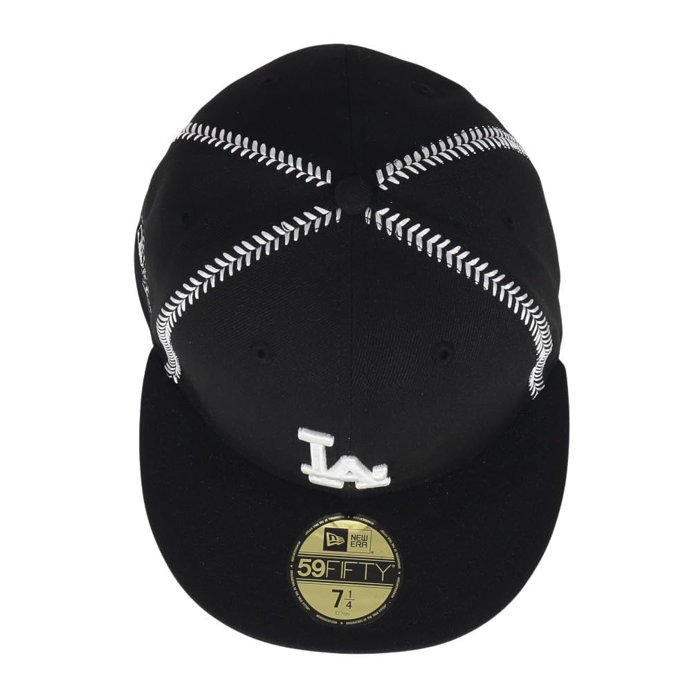 New Era 59FIFTY MLB Ball Stitch LA Size 7 5950 BALL STITCH WSSP LOSDOD NER36C5358 Cap, Black, 3/8, BLK, 14388873,