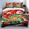 Christmas Santa and Reindeer Bedding Set Bedding Set (1 Duvet Cover, 2 Pillowcases, Duvet Not Included)