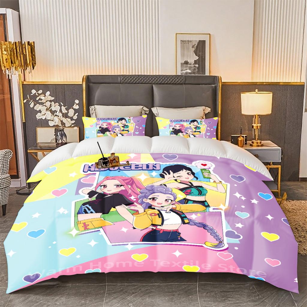KPOP Bedding Set Demon-Hunters Duvet Cover Set Soft Single Twin Double Size Home Decor Birthday Gift For Girls Women Home Decor