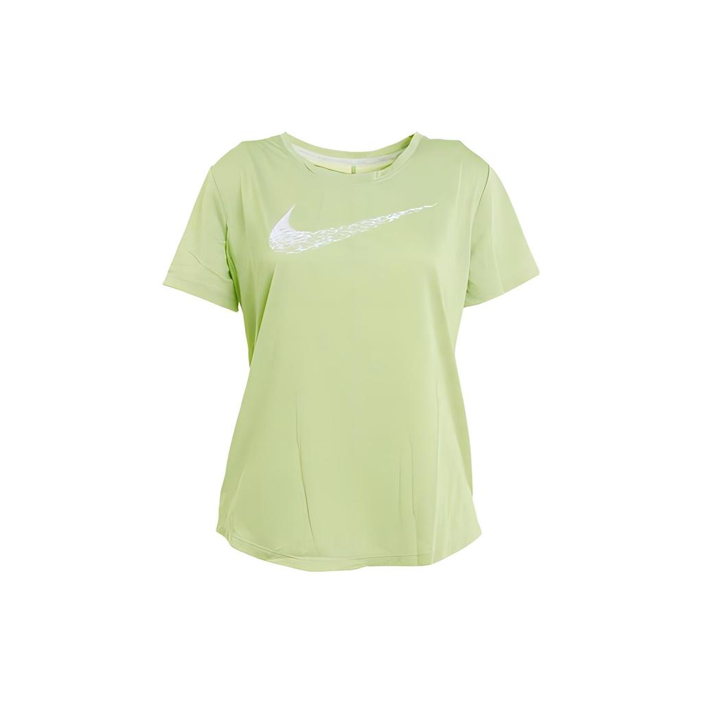 Nike Swoosh Run Split Logo Quick-Dry Short Sleeve T-Shirt Women Tops Light-Olive-Green DM7778-371