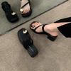 Sexy high-heeled slippers women's summer outer wear 2025 new summer thick-heeled cool slippers women's toe slippers women