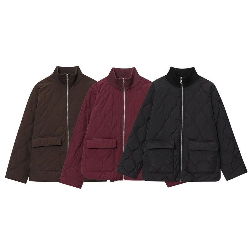 Za Autumn New Women clothes 2025 Western Style Fashion Large Profile Quilting Clip Thin Cotton Outerwear Cotton-padded jacket 1255574