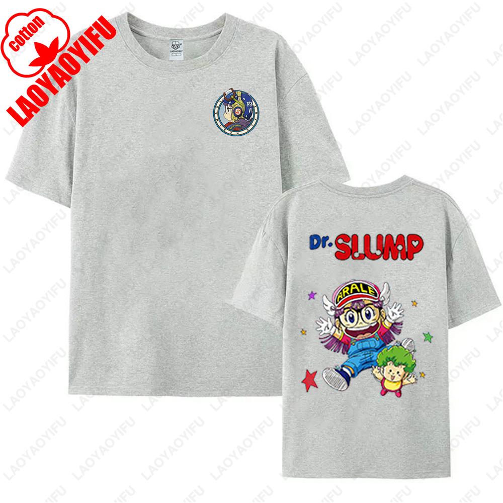 Kawaii Arale T-shirts Man Women Graphic Japanese Manga Tshirt Y2k Clothes Cotton Short-sleev Tee Clothing Two-sided Printed Tops