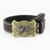 Western Denim Belt Large Plate Mouth Vintage Retro Men'S Punk Embossed Leather Belt