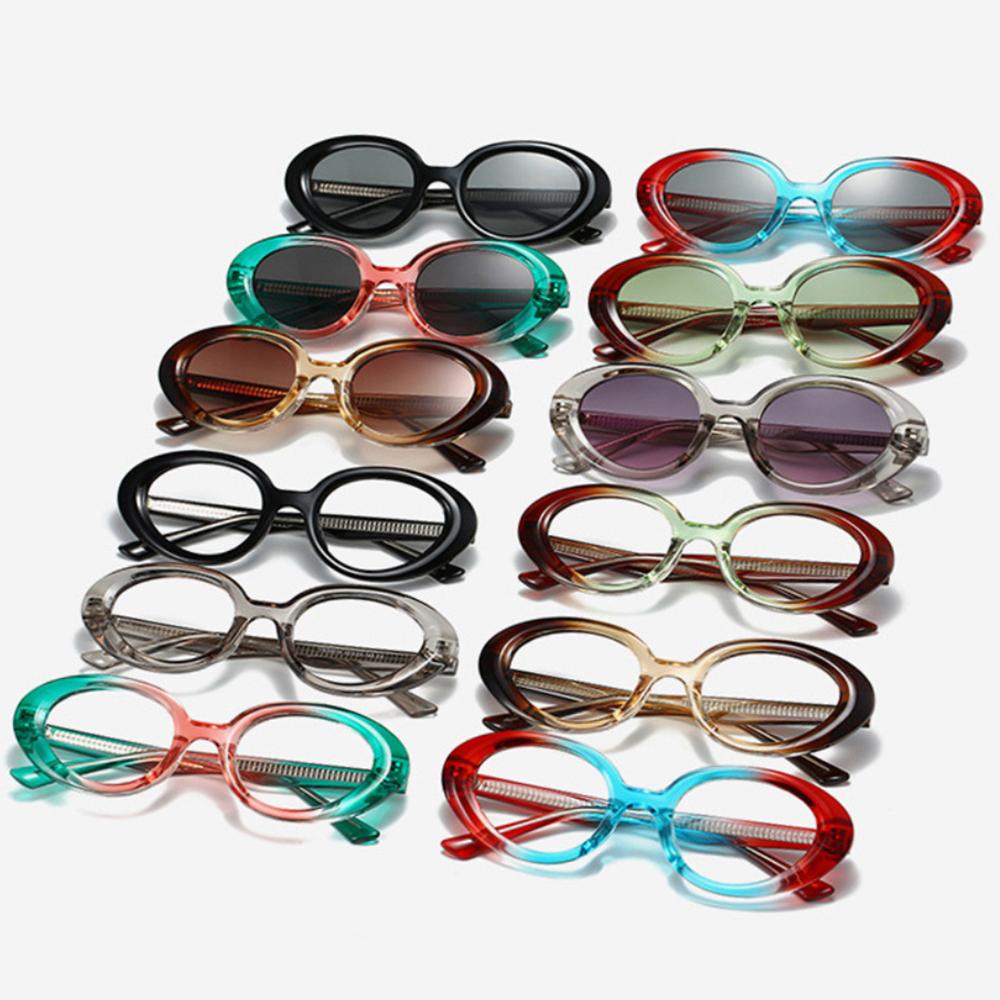 Fashion Oval Cat's Eye Frame Sunglasses Gradient Color Eyeglasses Women Luxury Designer Outdoor Fishing Travel Sun Glasses UV400