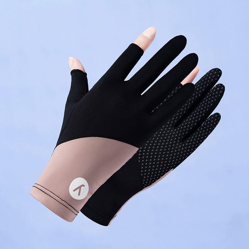 

Тонкие перчатки-гели из ледяного шелка для защиты от солнца, женские, летние, с защитой от УФ-лучей, с полными пальцами, с охлаждающим эффектом, для занятий спортом на открытом воздухе, для езды, нескользящие, эластичные Y standard Patchwork black + Lotus