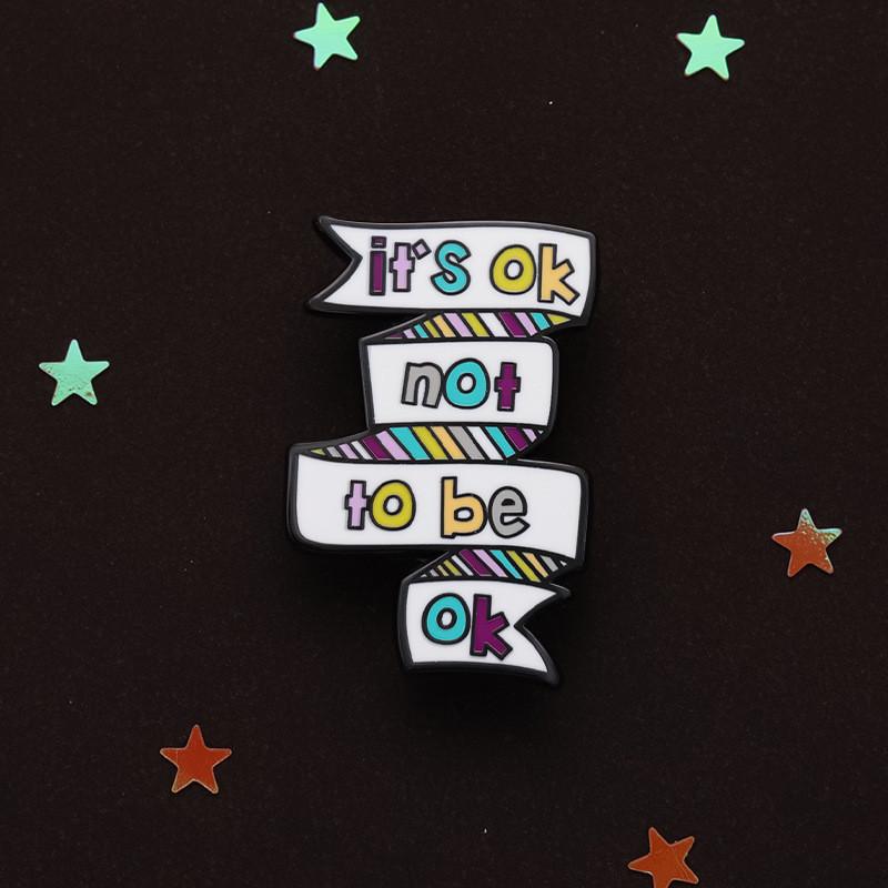 Adorable Cartoon Letter Enamel Pin Unique Charming Minimalist English Series Metal Badge