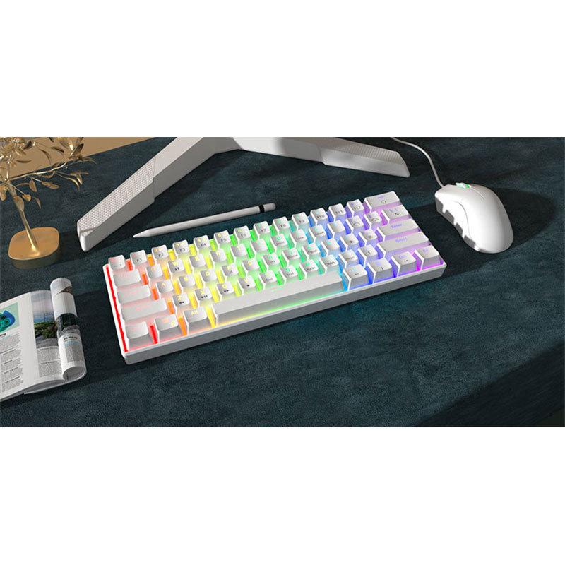 61-Key Mini Mechanical Keyboard with Three-Mode Wireless Bluetooth, Red Tea Switch for Laptop Gaming & Office