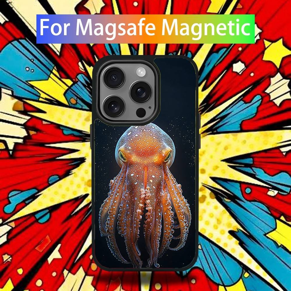 Ocean Octopus Marine Life Phone Case For iPhone 17,16,15,14,13,12,11,Pro,Max,Plus,Mini,SE4,E Magnetic Magsafe Wireless Charging