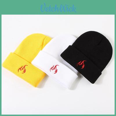 Neue Mode Flammenstickerei Warme Strickmütze Winter Paar Ohrenschutz Beanie