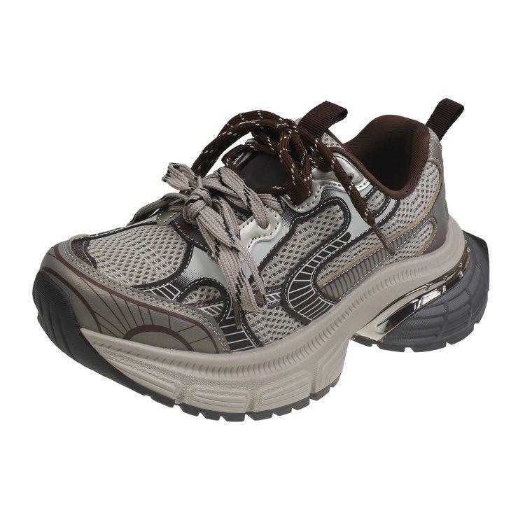 

Cowhide version~ genuine leather platform retro Hong Kong style dad shoes women s spring 2025 new sports and leisure mesh shoes 40