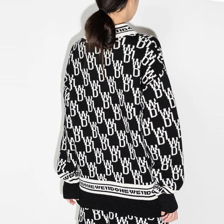 WE11DONE All Over Logo Jumper Black Unisex Tops WD-KO3-21-602-U-BK