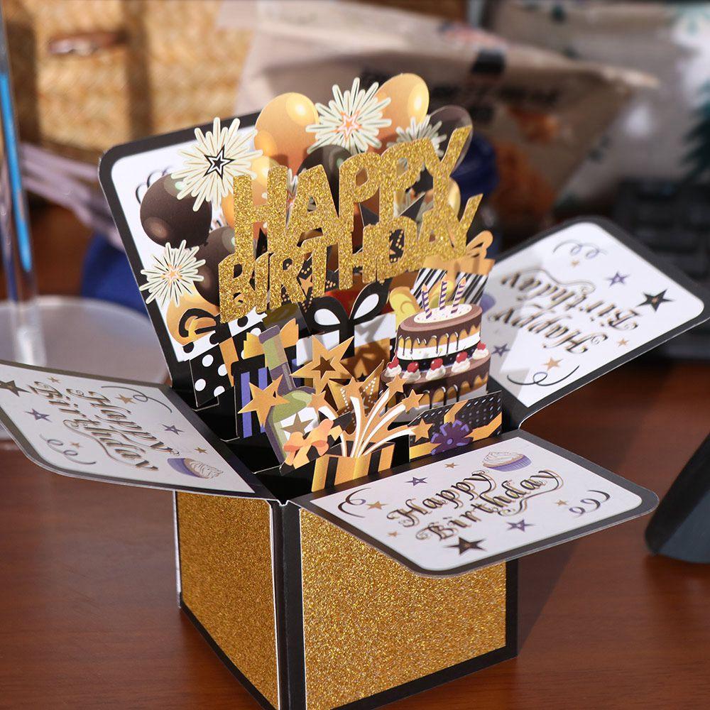 Handmade Happy Birthday Card Paper Birthday Gift Card 3D Pop Up Birthday Greeting Card Business