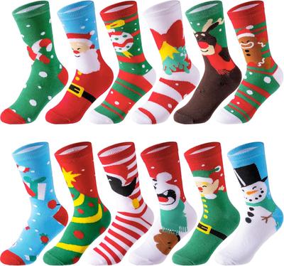 JOYFY 12 Pairs Christmas Socks Christmas Crew Socks for Women Holiday or Birthday Gift