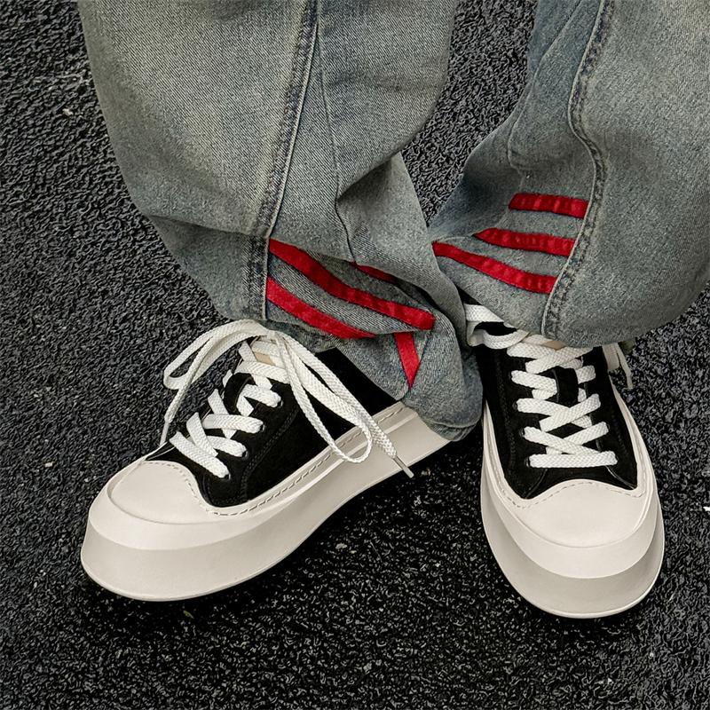 New Men Vulcanized Shoes Luxury Brand Genuine Leather Sneakers Casual Leather Breathable Thick Bottom Soft Walking Shoes