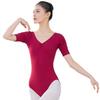 Ballet Dance Practice Clothes Cotton Material Women's Leaky Back Mid-sleeved Body Clothes One-piece Clothes Adult Gymnastics Clothes