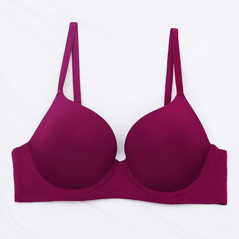 Nahtloser BH Damen 32D Push-Up-BH Satin Uni Große Brust Dünne Unterwäsche Damen Weicher Bügel Sammeln Unsichtbar Sexy Bralette