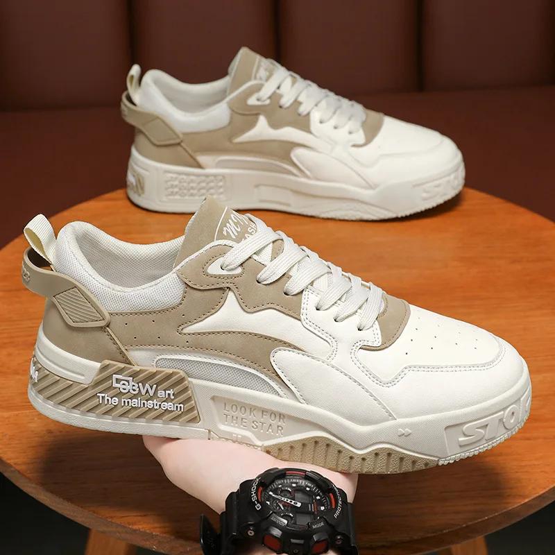 Nové podzimní pánské tenisky Pánské pohodlné boty na platformě 2024 Trend Šněrovací vulkanizované boty Bílé ležérní tenisky Zapatillas