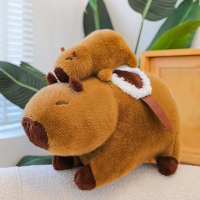 Bunda Roxa na Costa Mãe e Filho Capivara Boneca Puxar Linha Boneca Kapibala Presente de Formatura Estudante Brinquedo de Pelúcia