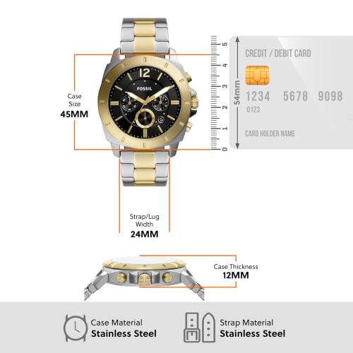 Fossil PRIVATEER BQ2815 Men's Watch, Silver & Gold