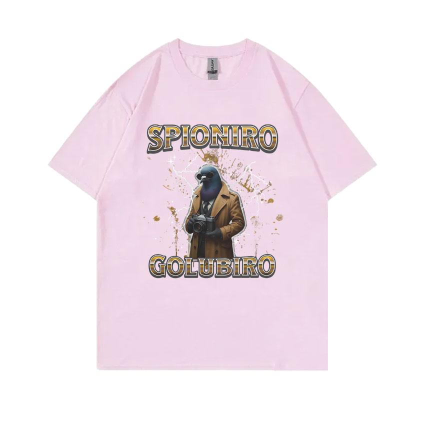 Italian Brainrot Spioniro Golubiro Tshirt Pigeon Funny Meme T-shirts Men Women Casual Cotton Short Sleeve Male Vintage T Shirt