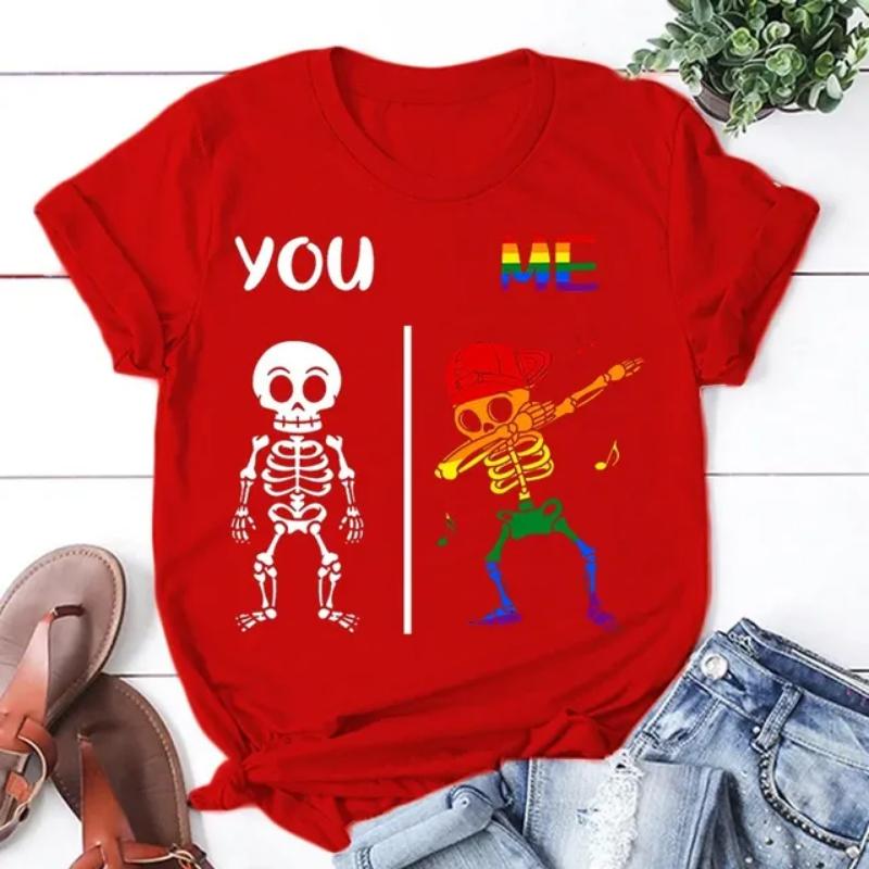 New Funny Lgbt You Me Dab Skeleton T Shirt Unisex Short Sleeve O Neck Summer Casual Letter Printing T-Shirt Top Tee