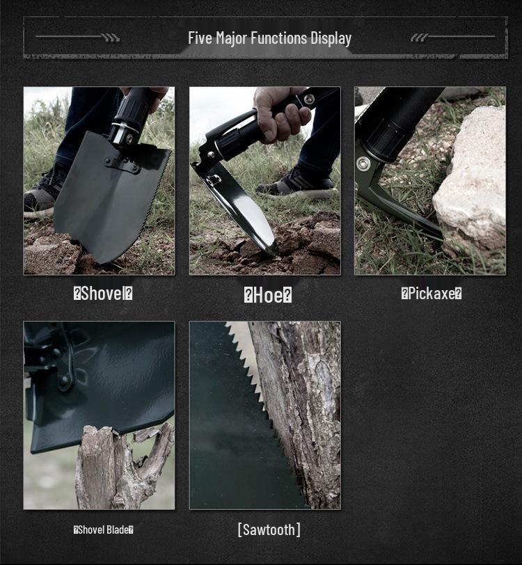 Changlin Multi-Functional Manganese Steel Military Shovel, Small & Large, for Outdoor, Camping, Fishing, Car Emergency, Self-Defense