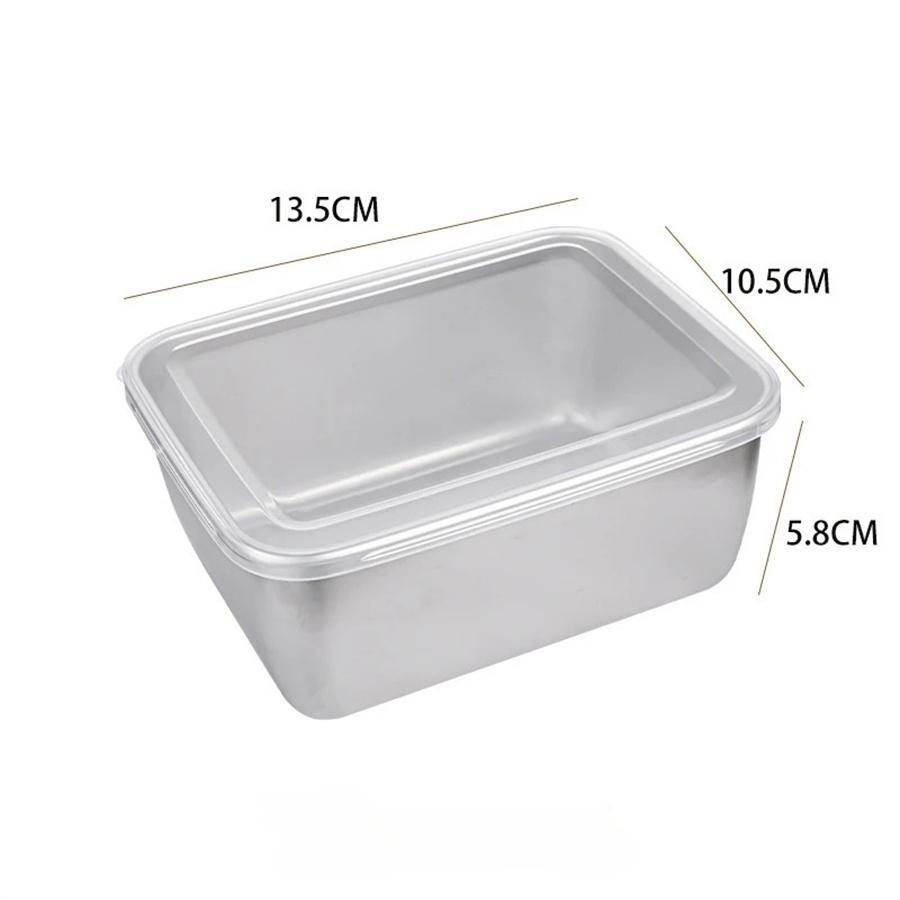 

1/3/5pcs Stainless Steel Food Storage Box Fresh-keeping Box With Lid ,Rectangle Sausage Noodles Fruit Dish with Cover