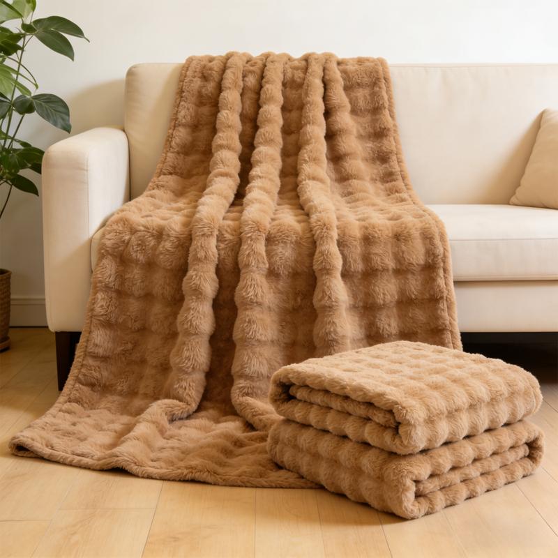Wasart Luxury Faux Fur Throw Blanket 150X200 Non-Shedding Super Soft Fluffy Home Decor Blanket For Couch Sofa Bed Autumn Winter