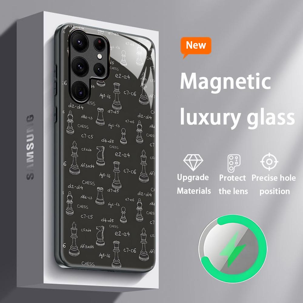 

Creativity Chess Cool Phone Case For Samsung S26 S25 S24 S23 S22 S21 S20 Plus Ultra Glass Magnetic Case Galaxy S23