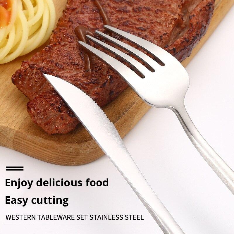 4Pcs/Set Silvery Stainless Steel Cutlery Set For Kitchen Dinnerware Knife Fork Spoon Set Cutlery Set Tableware Set Of Dishes