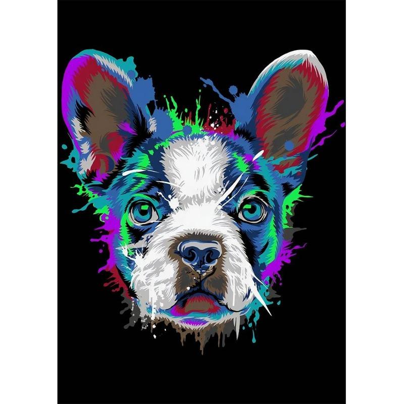 Abstract watercolor, French bulldog, pups, posters, canvas printing, colorful picture of a dog, wall painting for the living room, quadros