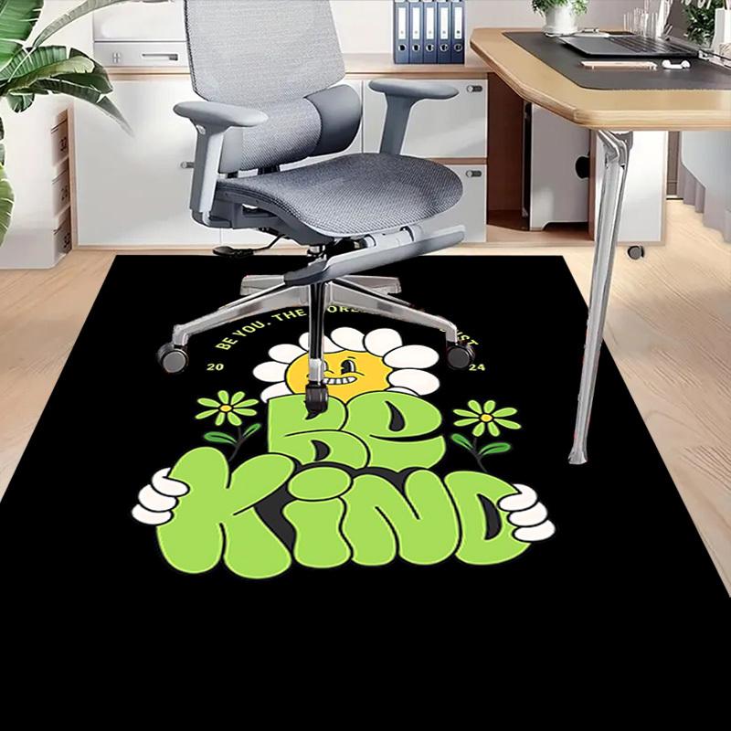 1pc Be Kind Home Office, Durable Polyester Floor Mat with Easy, Office Decor, Urban Style, Nonslip Backing, Highquality Fabric