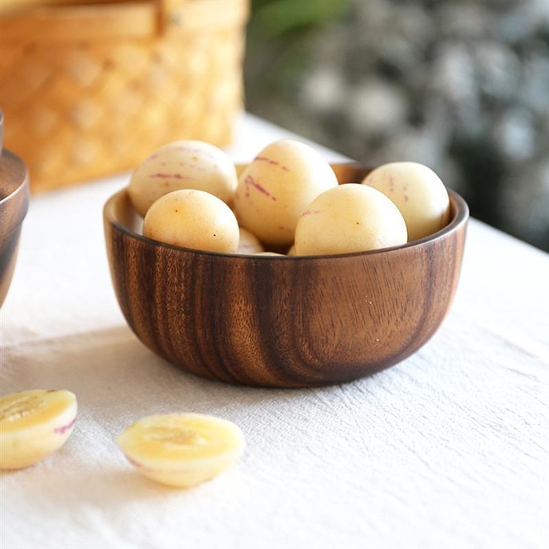 8X6CM Natural Wooden Salad Bowl Fruit Decoration Practical Bowl Household Kitchen Wooden Bowl Tableware Restaurant Kitchen