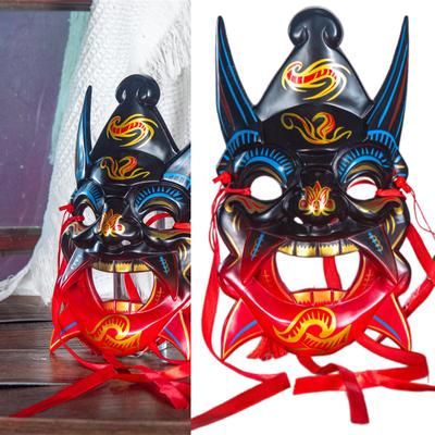 Unisex Masquerade Mask Hand Painted Nuo Operas Mask Cosplay Mask for Temple Carnival Halloween Dress Up Party Mask Gift