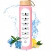 Glass Water Bottle Sporty Motivational Bottle With Case Fitness 1000Ml 1L