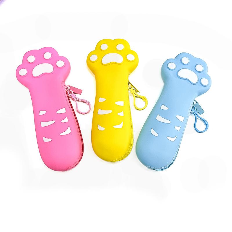 Cute Cat Paw Pen Case - Silicone Large Capacity Pen Holder - Children's School Supplies Bag