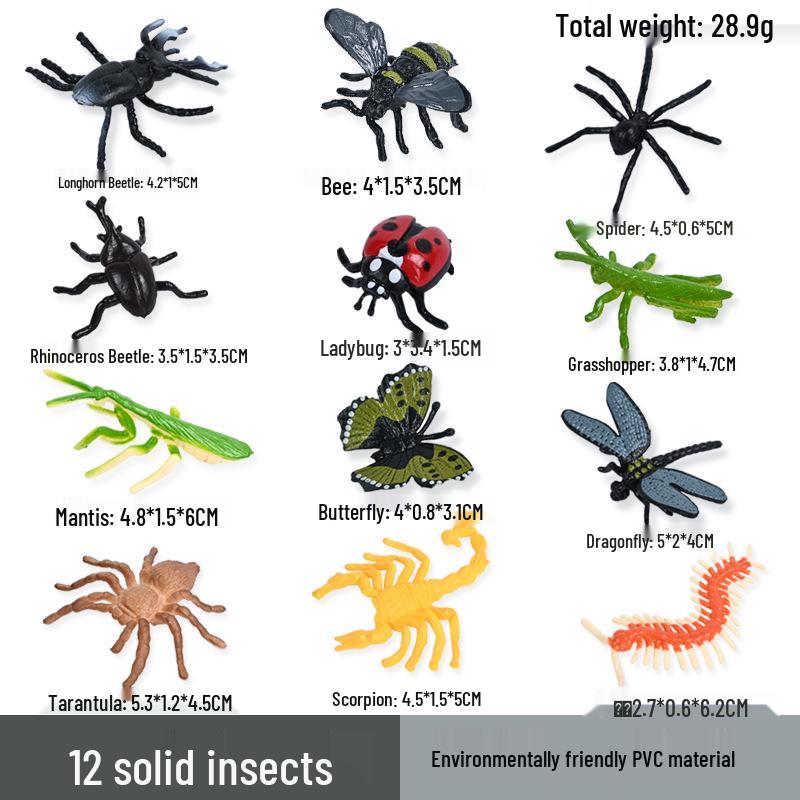 Children's Educational Animal Models: Realistic Insect Figures - Dragonfly, Ladybug, Centipede, and More!