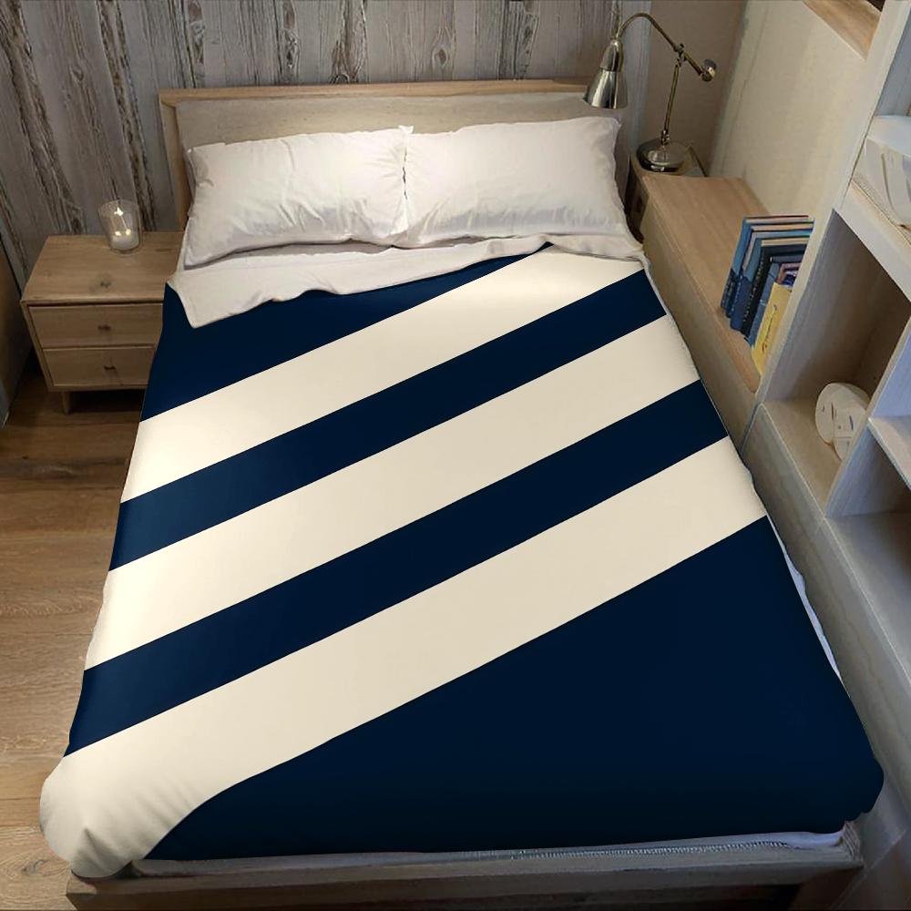Navy Diagonal Stripe Flannel Blanket Warm Soft Halloween Christmas Couch Warm Cozy Decorative Decor Gift For All Season