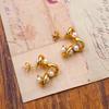 Fashion Light Luxury Irregular Titanium Steel 18K Winding Pearl C-Shaped Earrings Retro High-End Versatile Earrings